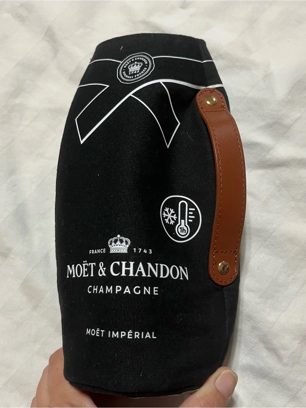Black Canvas Bottle Carrier with Leather Handle 21-Sup